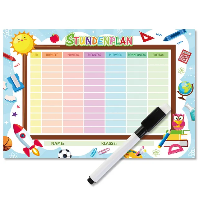 howaf-stundenplan-abwischbar-magnetisch-a4-inkl-stift-konfetti image 1