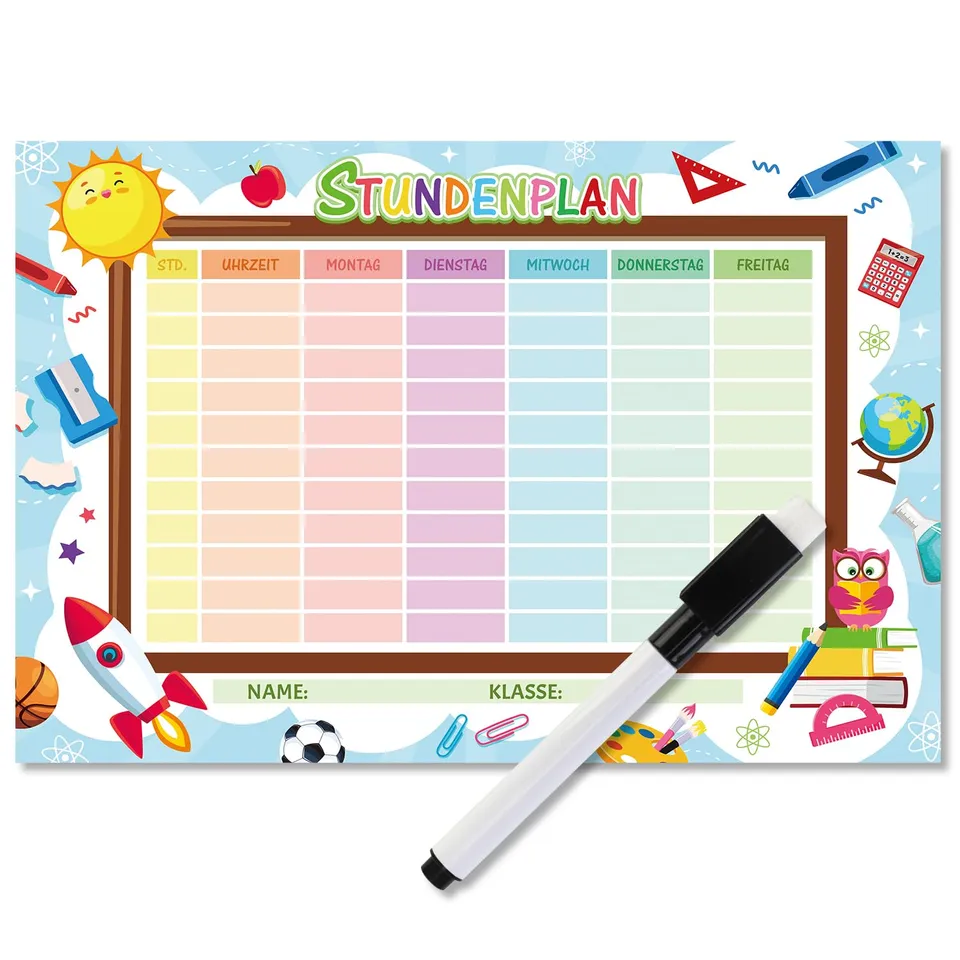howaf-stundenplan-abwischbar-magnetisch-a4-inkl-stift-konfetti image 1
