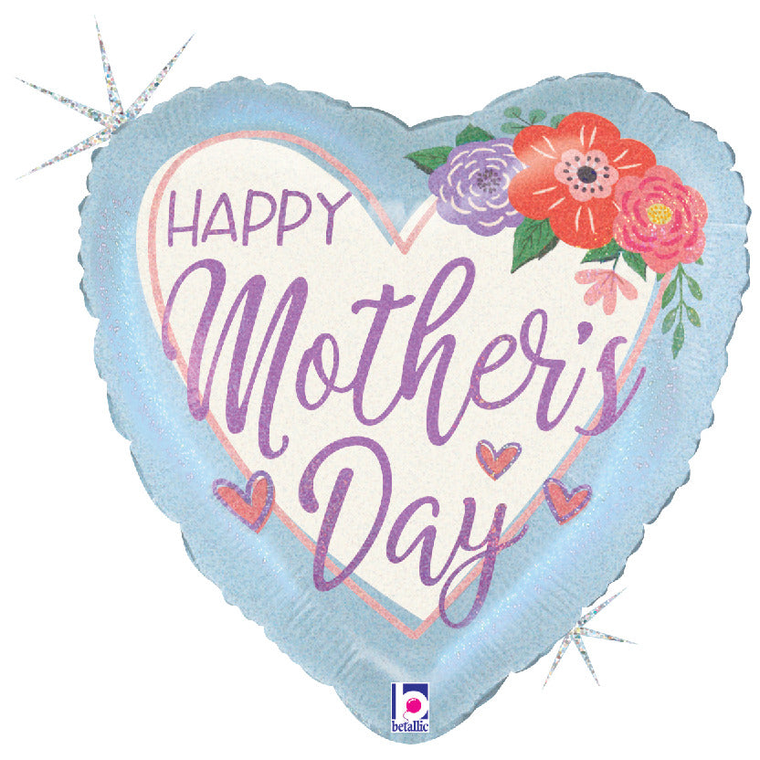 betallic-folienballon-18-blue-mother-s-day-floral-holografisch image 1