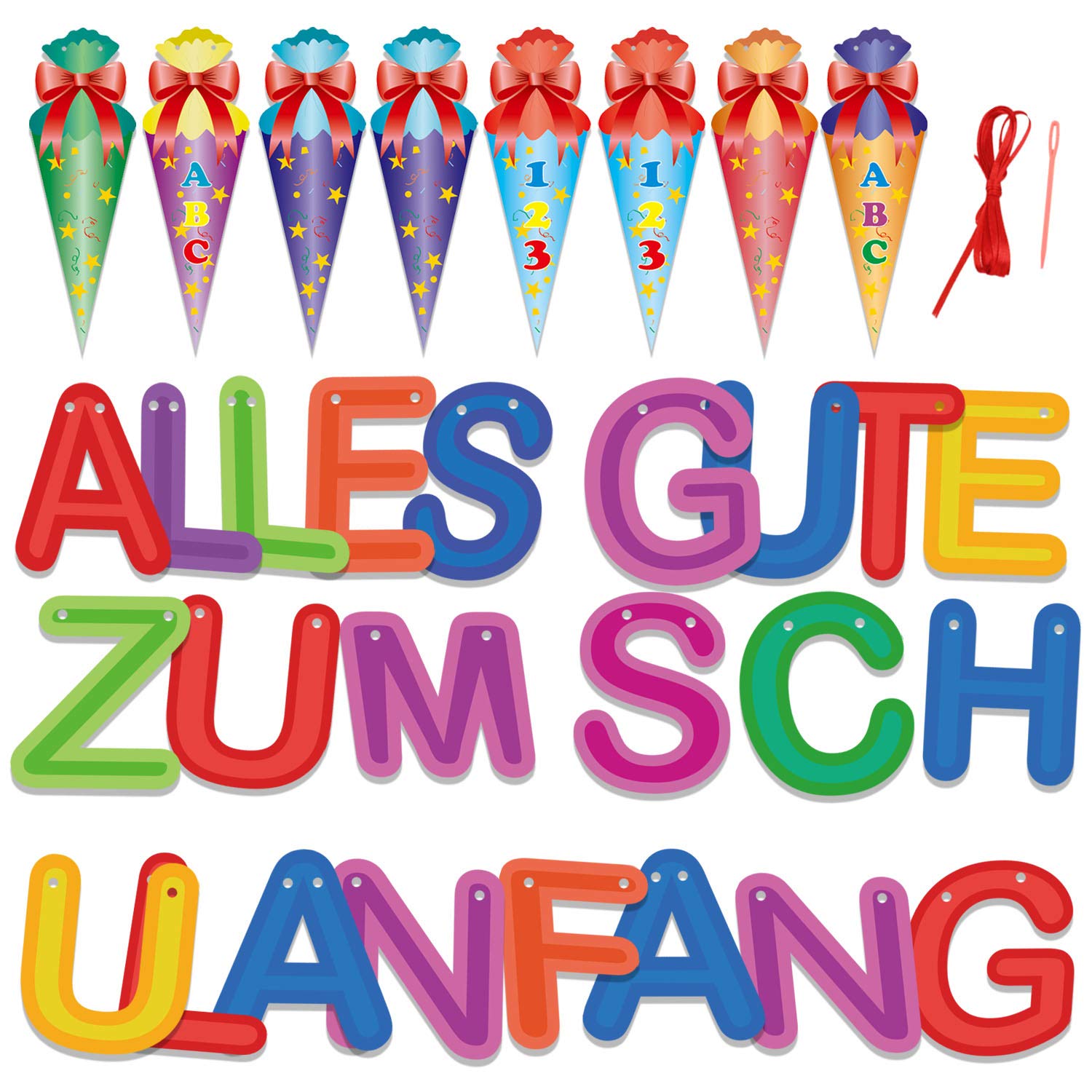 howaf-girlande-schulanfang-zuckert-ten-rot-wei-papier image 4