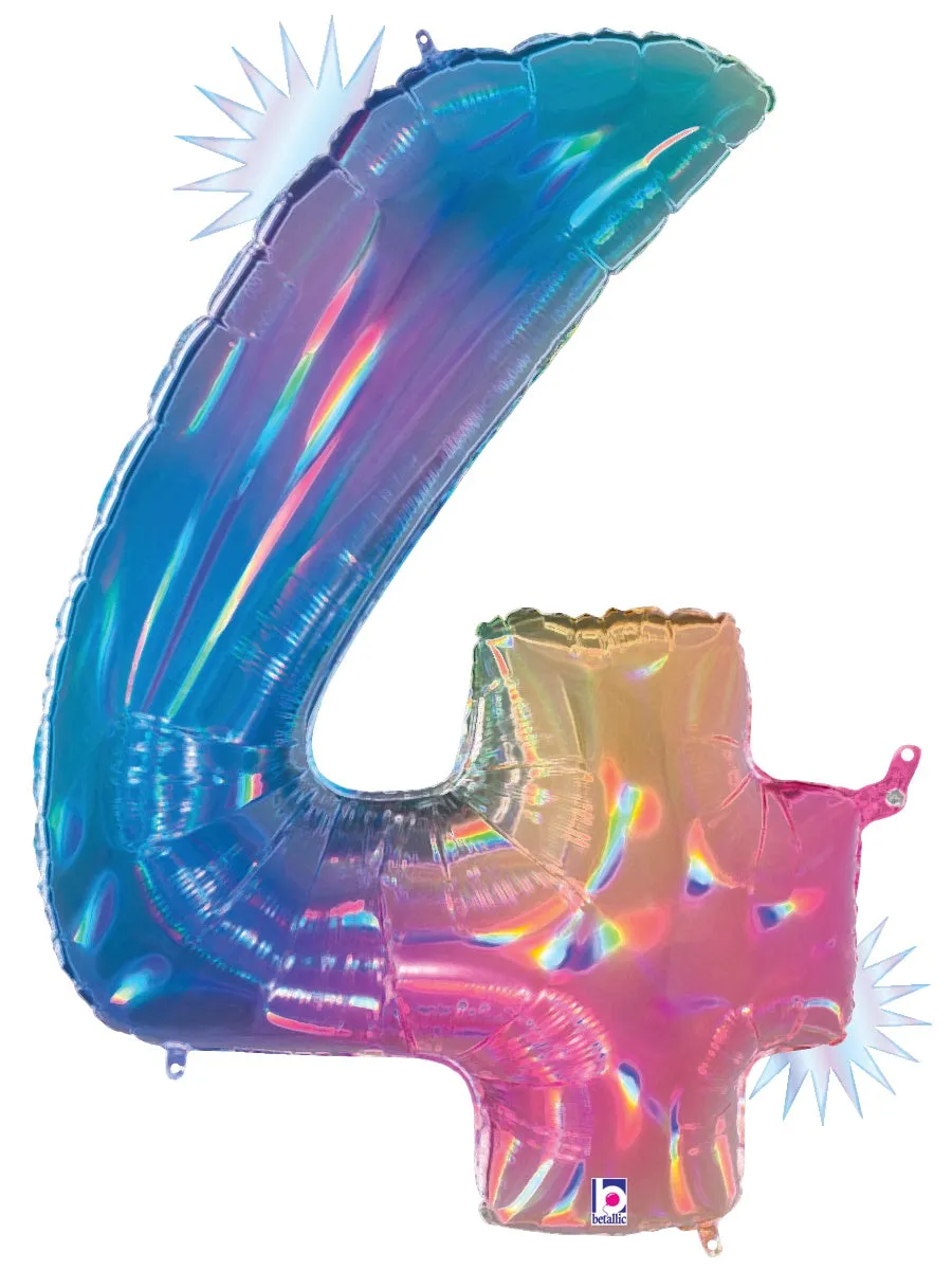 betallic-foil-balloons-zahl-4-opal-rainbow-folienballon-34-holografisch image 1