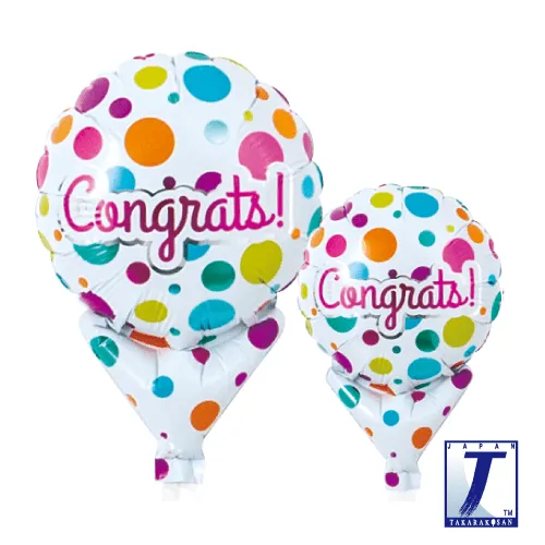takara-upright-round-5-zoll-folienballon-congrats-dots-wei image 1