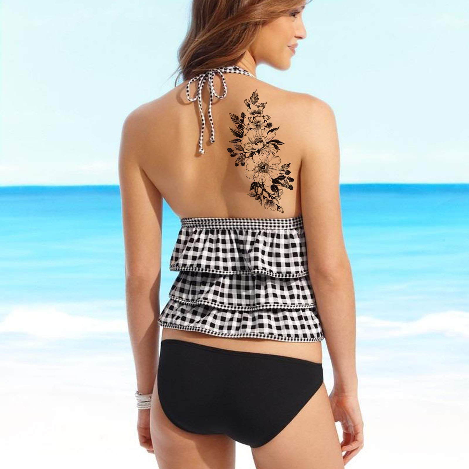 howaf-tempor-re-tattoos-schwarz-rose-blume-15-bl-tter-wasserdicht image 5