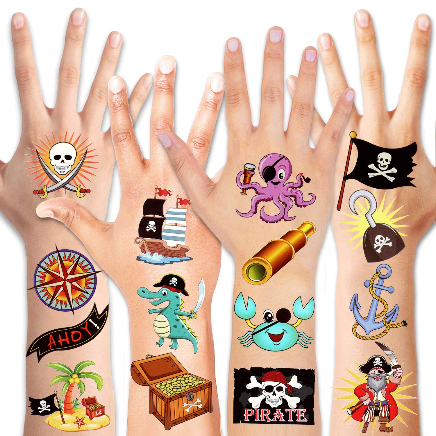 howaf-piraten-tattoos-kinder-96-st-ck-wasserdicht-tempor-r image 2