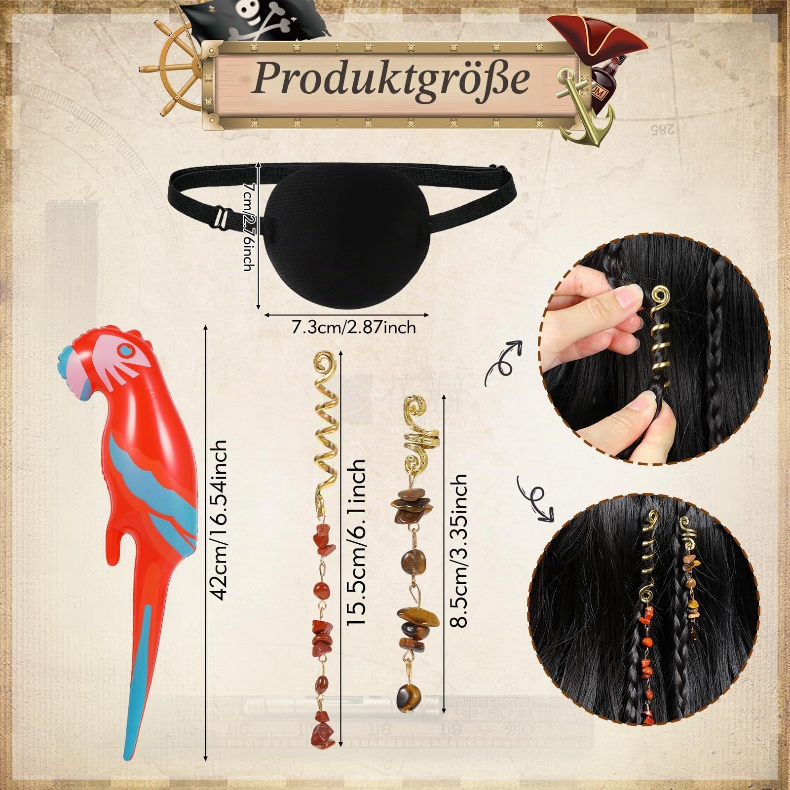 howaf-piratenkost-m-damen-rot-accessoire-set-6-teilig image 3