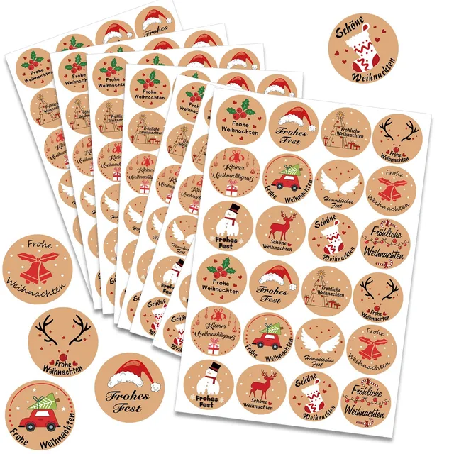 howaf-weihnachtsaufkleber-rund-selbstklebend-192-stueck-4-cm image 1