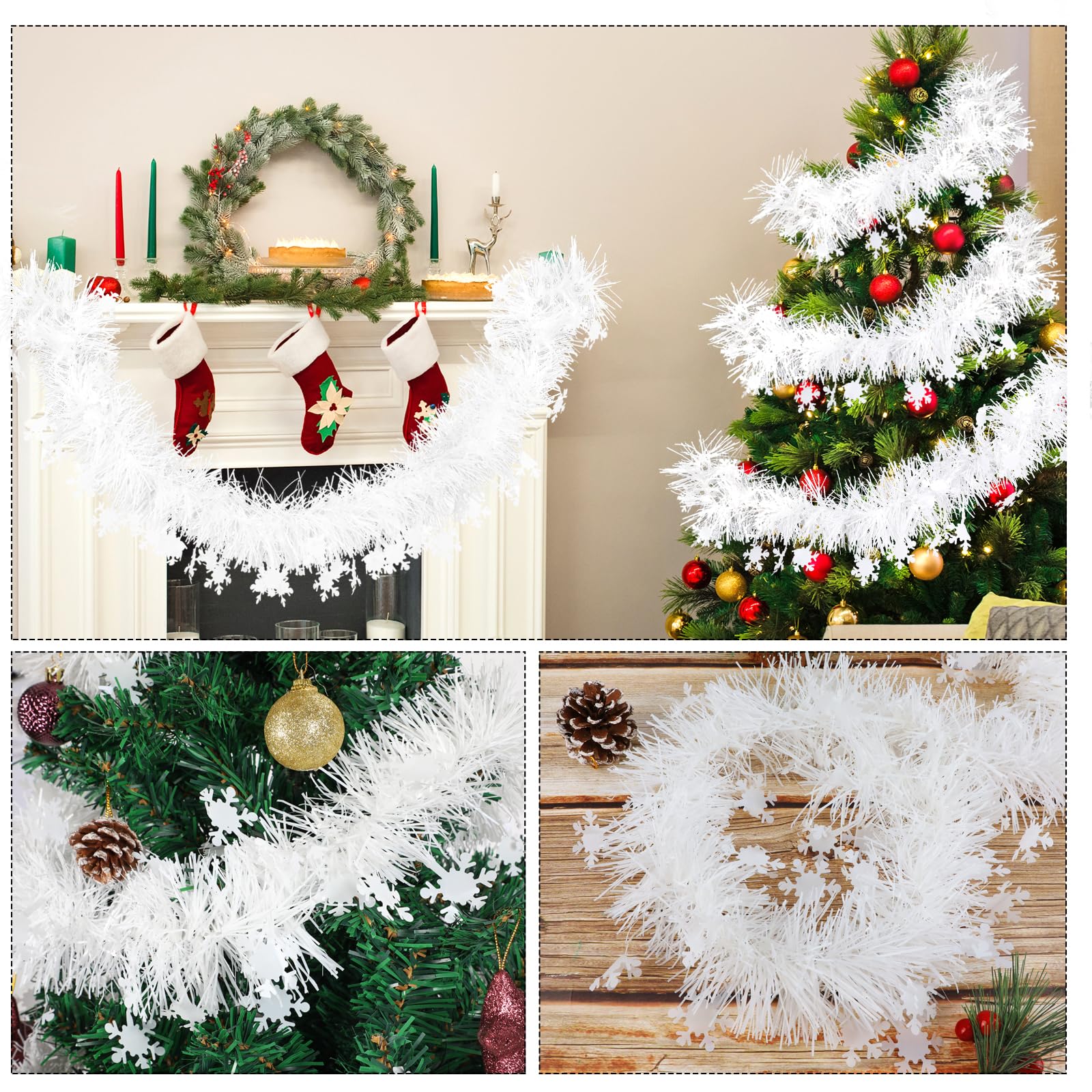 howaf-weihnachtsgirlande-schneeflocken-wei-6x2m-lametta image 6