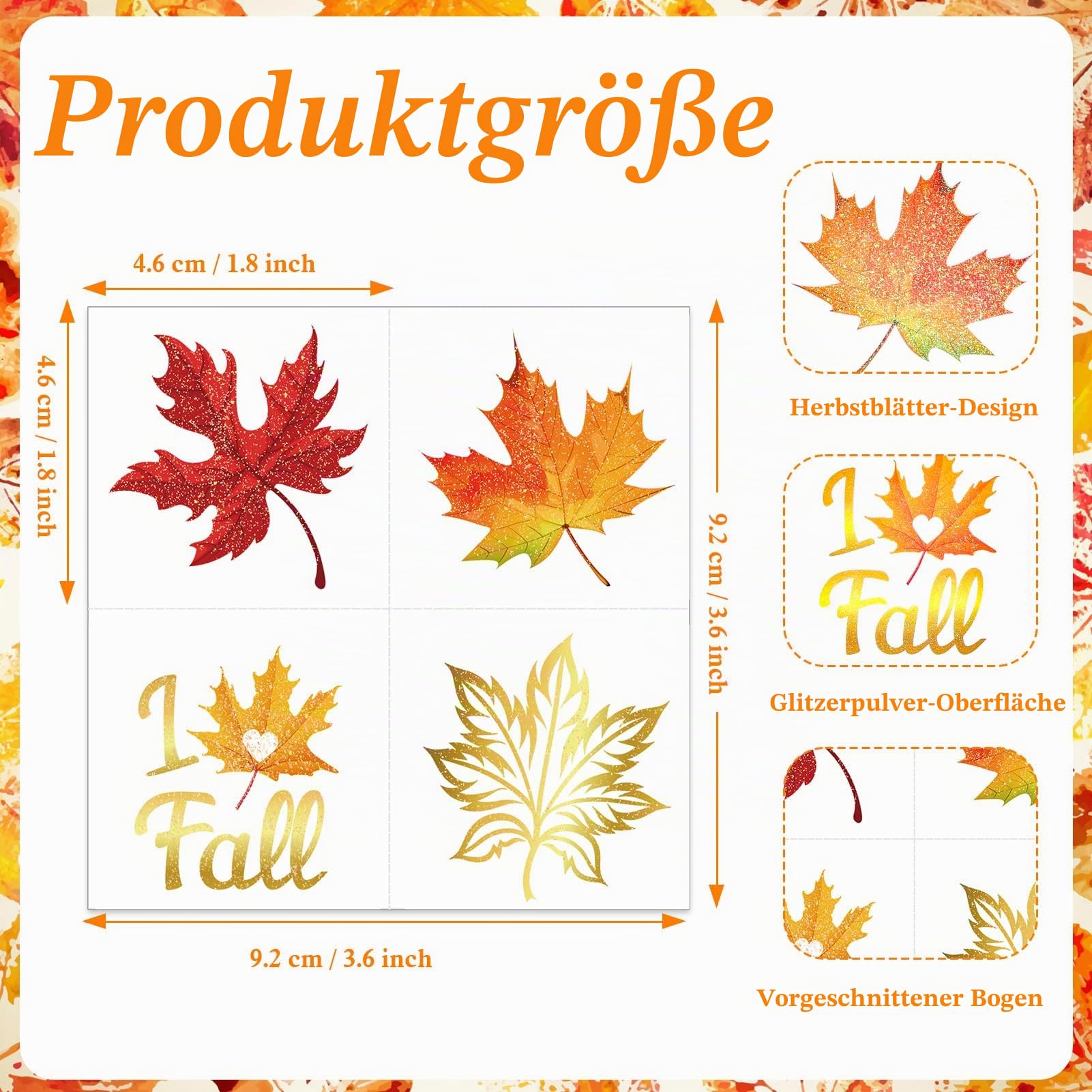 howaf-temporary-tattoos-herbst-glitzer-tattoos-72-st-ck-ahorn image 2