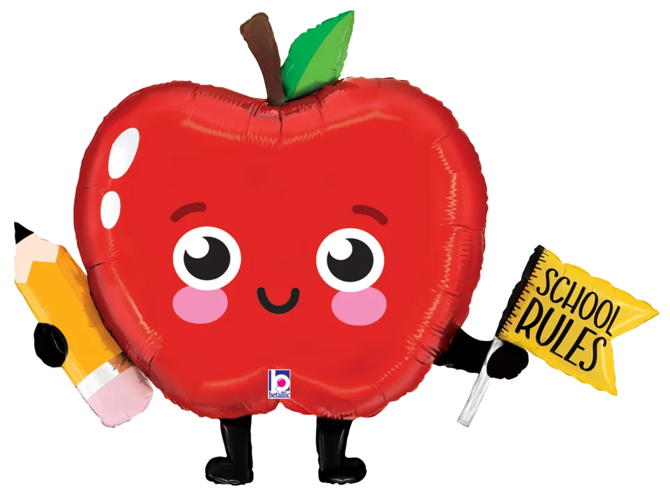 betallic-school-rules-folienballon-31-zoll-apfel-einschulung image 1