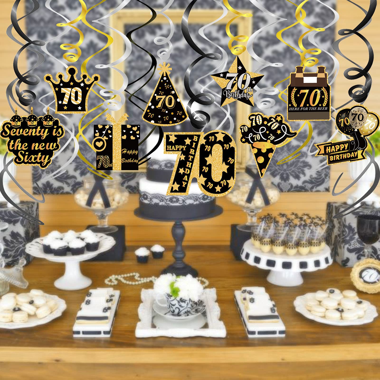 howaf-70-geburtstag-h-ngedeko-spiralen-schwarz-gold-30-st-ck image 7