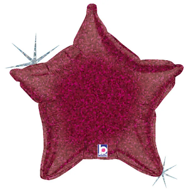betallic-burgundy-holographic-star-folienballon-21-zoll image 1