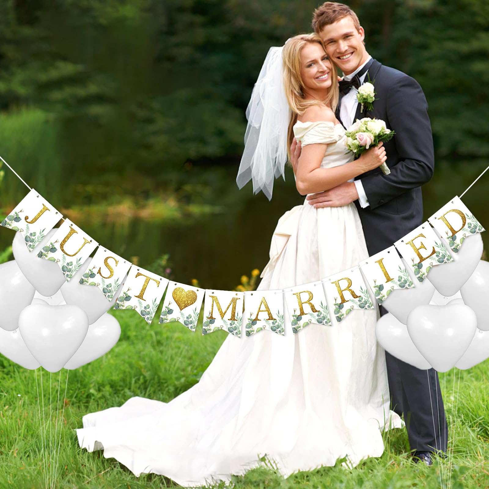 howaf-just-married-girlande-herzen-eukalyptus-banner-hochzeit image 4