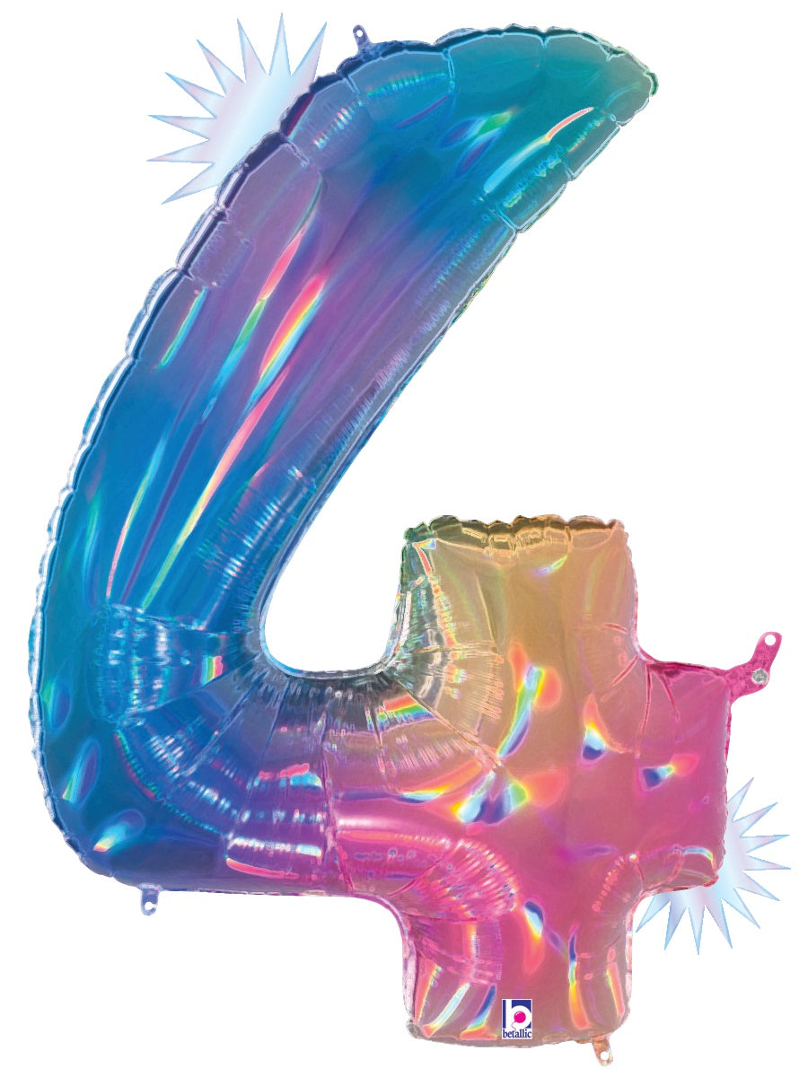 betallic-foil-balloons-zahl-4-opal-rainbow-folienballon-34-holografisch image 1