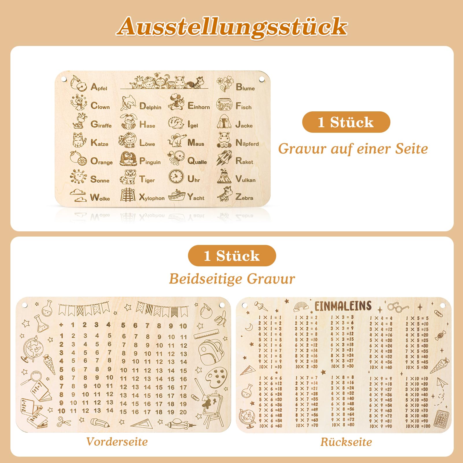 howaf-lernbrettchen-holz-2-stk-schult-te-f-llung-einmaleins image 2
