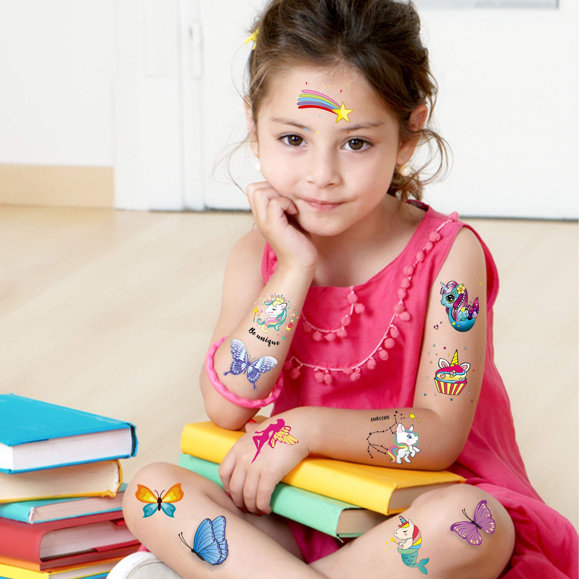 howaf-glitzer-tattoo-kinder-einhorn-meerjungfrau-80er-set image 5