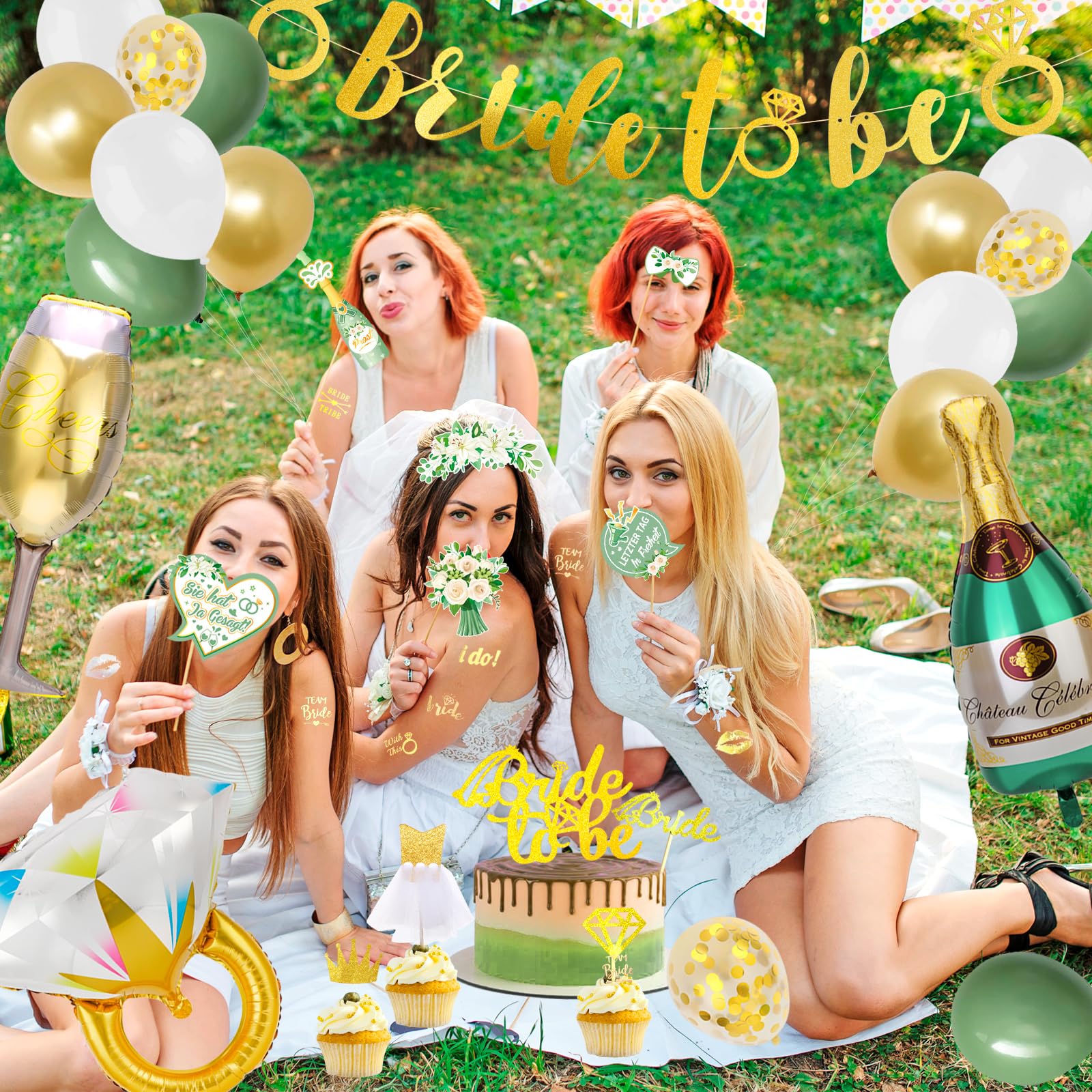 howaf-jga-deko-set-gr-n-gold-bride-to-be-girlande-ballons image 7