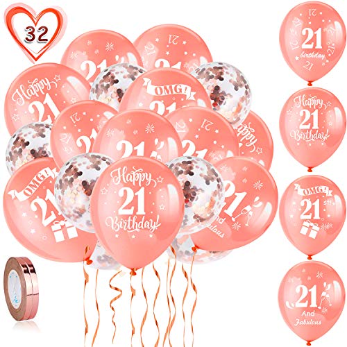 howaf-21-geburtstag-luftballons-ros-gold-30-st-ck-12-zoll-latex image 8