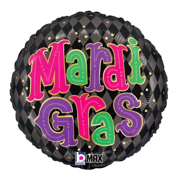 betallic-mardi-gras-party-argyle-folienballon-18-zoll-karneval image 1