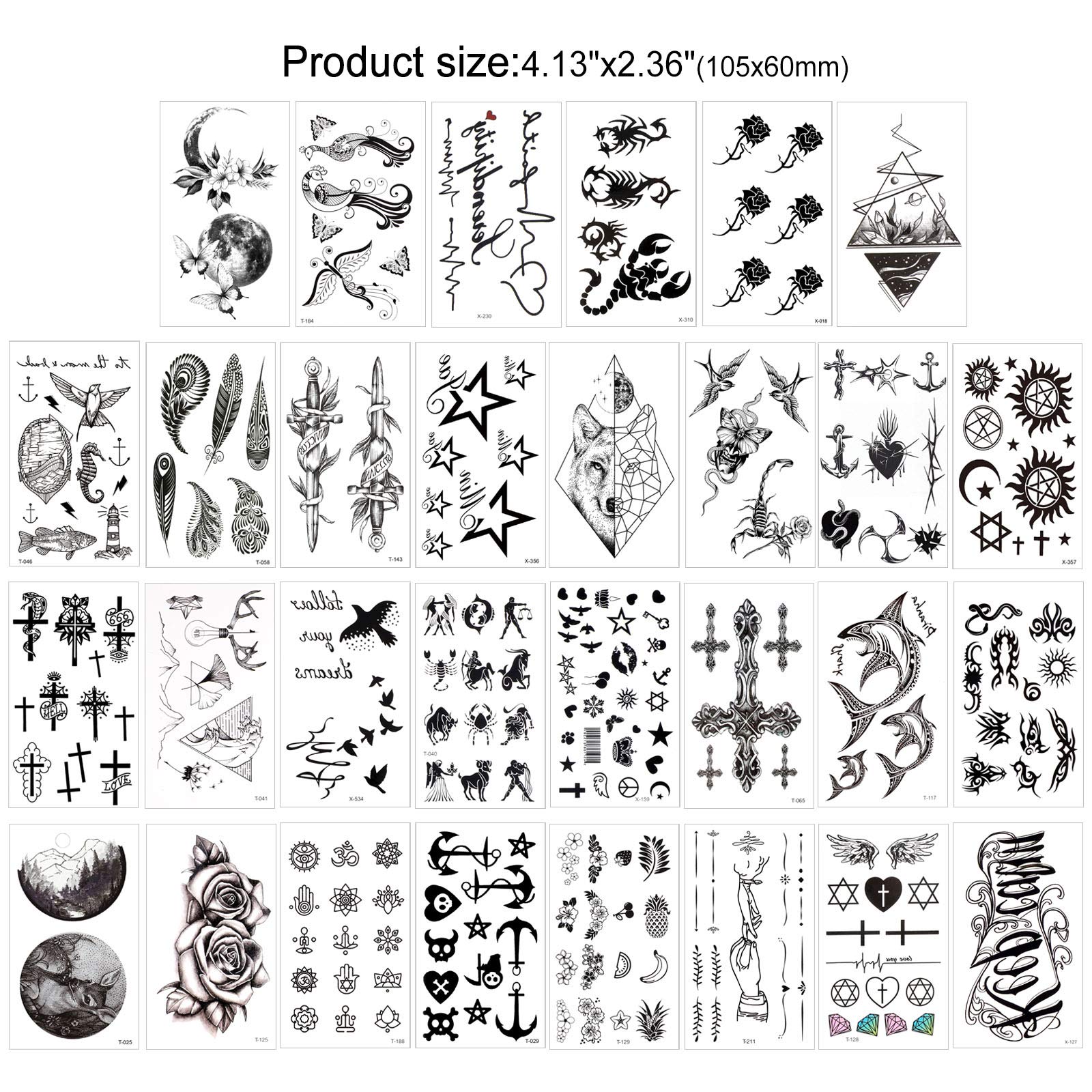 howaf-tempor-re-tattoos-schwarz-40-bl-tter-klein-adler-l-we image 2