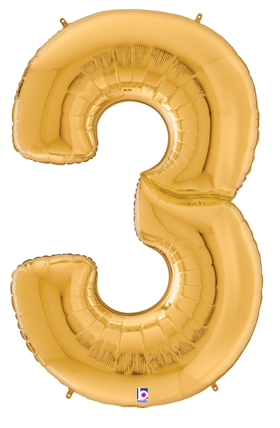 betallic-number-3-gold-gigaloon-folienballon-53-zoll-zahl-3 image 1