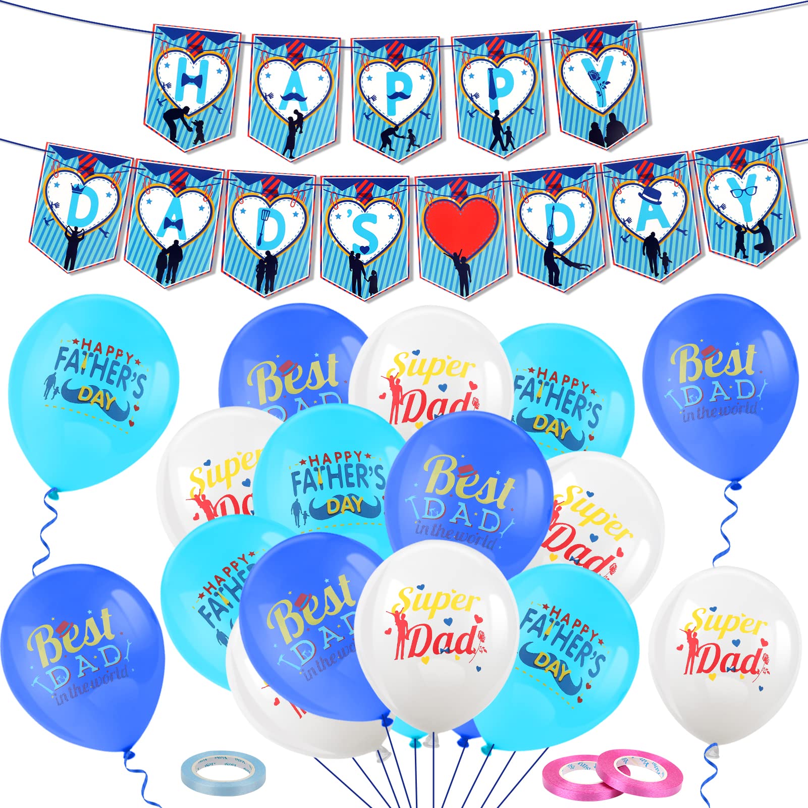 howaf-vatertag-luftballons-deko-set-blau-18-ballons-banner image 1