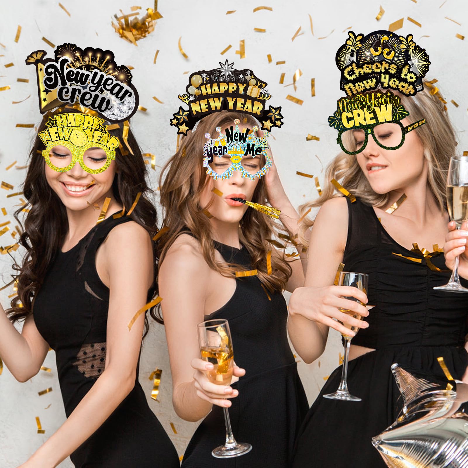howaf-silvester-deko-2027-schwarz-gold-24-teilig-party-set image 5