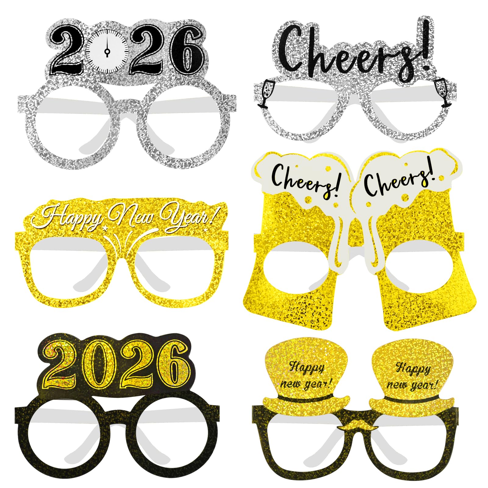 howaf-silvester-brille-2026-18-st-ck-happy-new-year-glitzer image 2