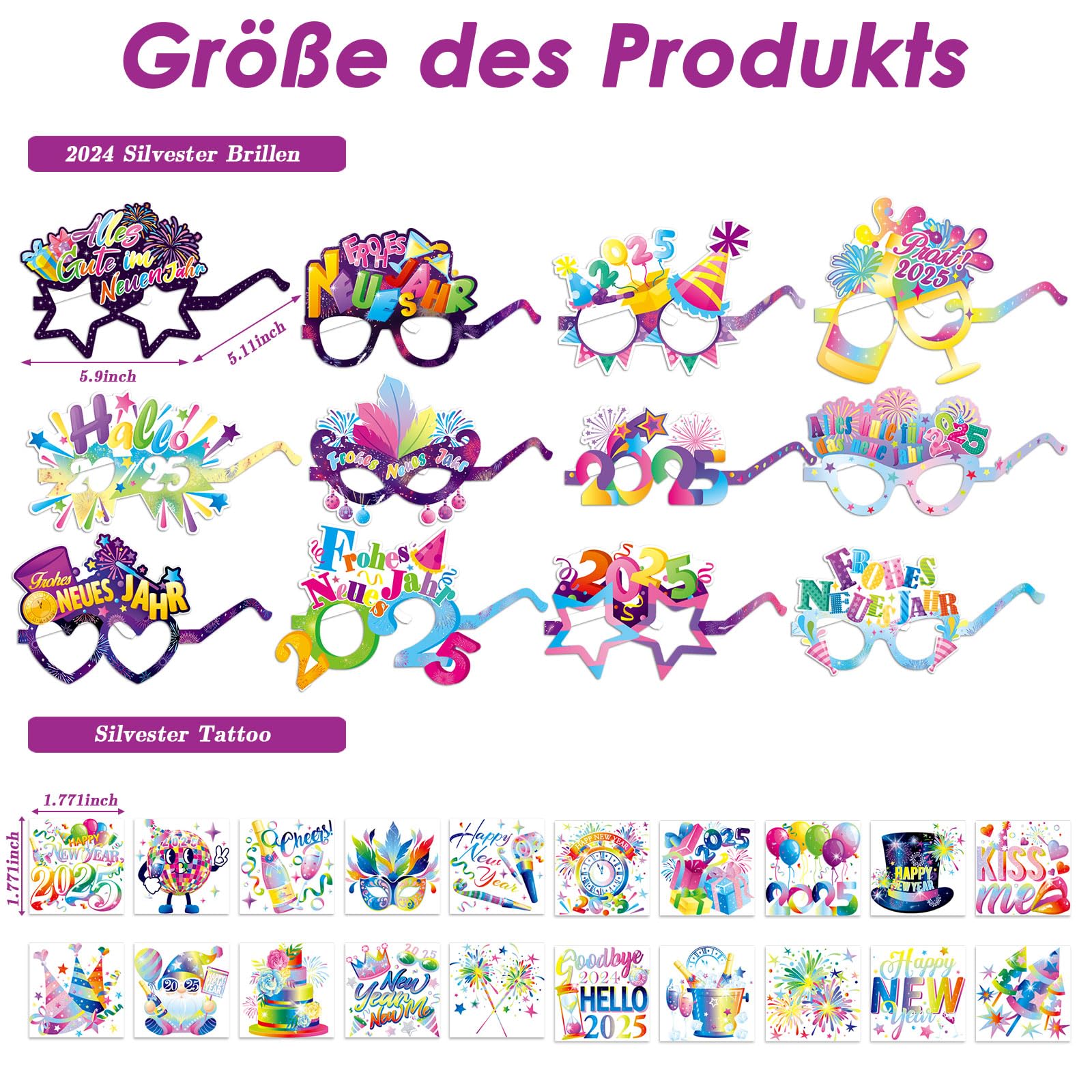 howaf-silvester-deko-2025-partyh-te-brille-haarreif-set image 3
