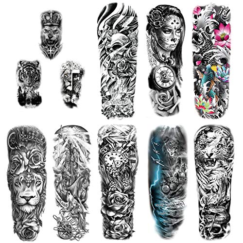 howaf-tempor-re-tattoos-vollarm-11-bl-tter-schwarz-wasserdicht image 8