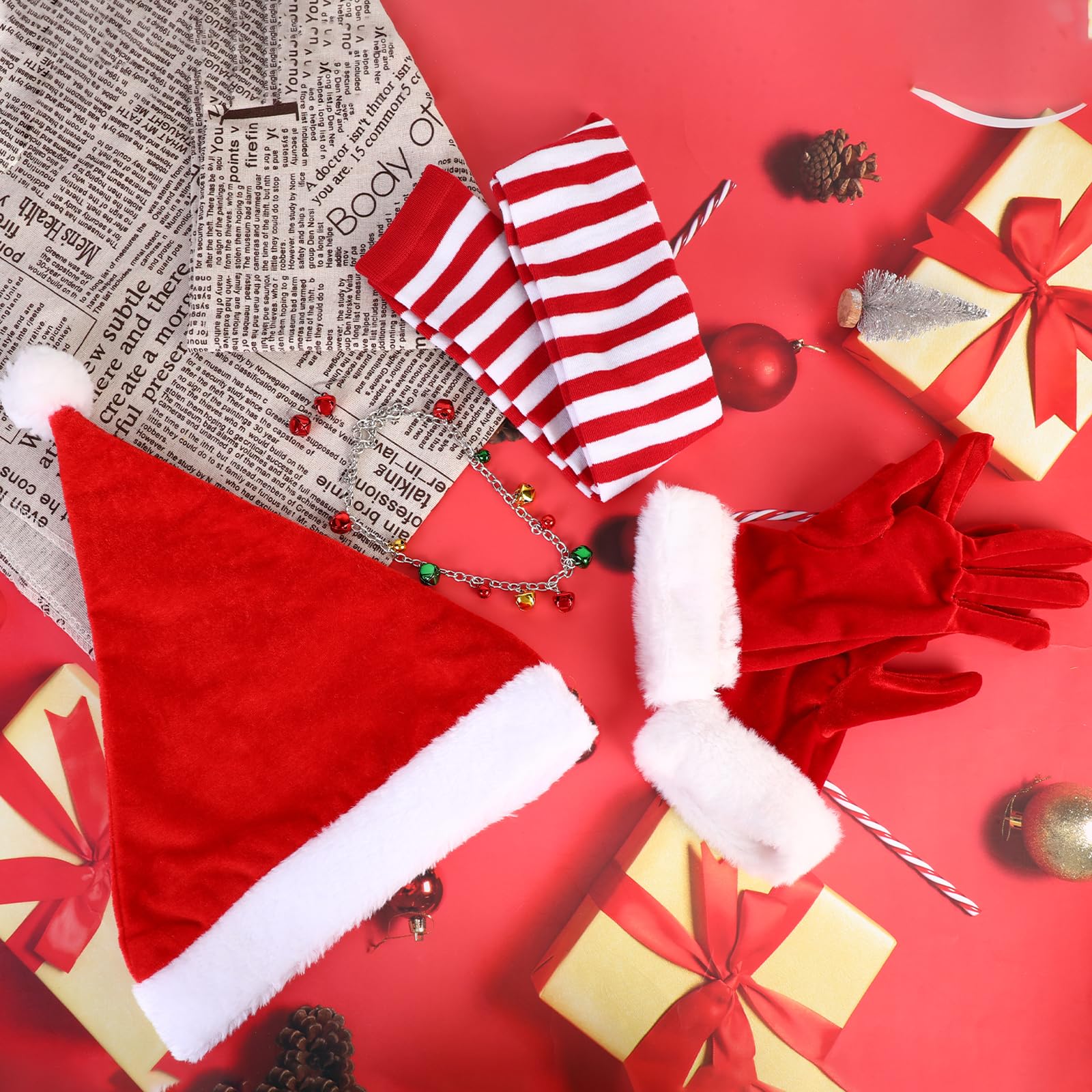 howaf-weihnachtsmann-kostuem-damen-set-muetze-handschuhe-socken image 4