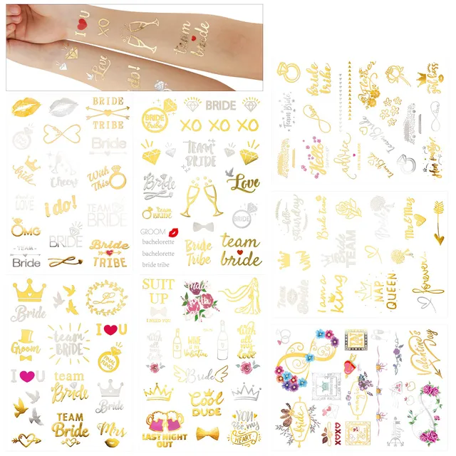howaf-jga-tattoo-set-gold-tempor-re-tattoos-134-st-ck-braut image 1