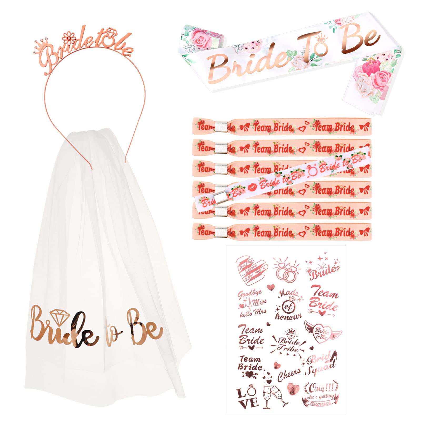 howaf-jga-set-bride-to-be-ros-gold-11-teilig-schleier image 2