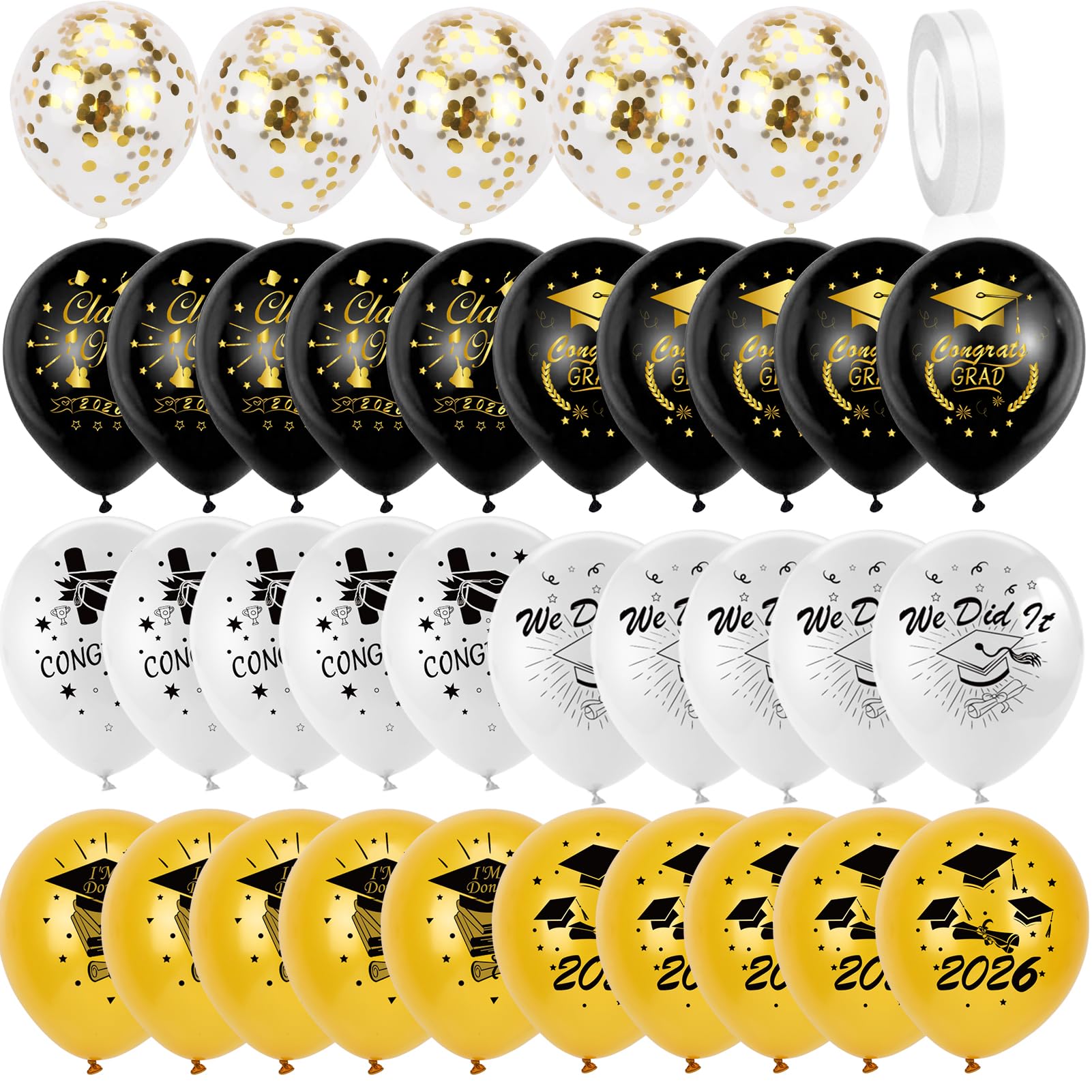 howaf-abschluss-luftballons-set-schwarz-gold-30-st-ck image 2