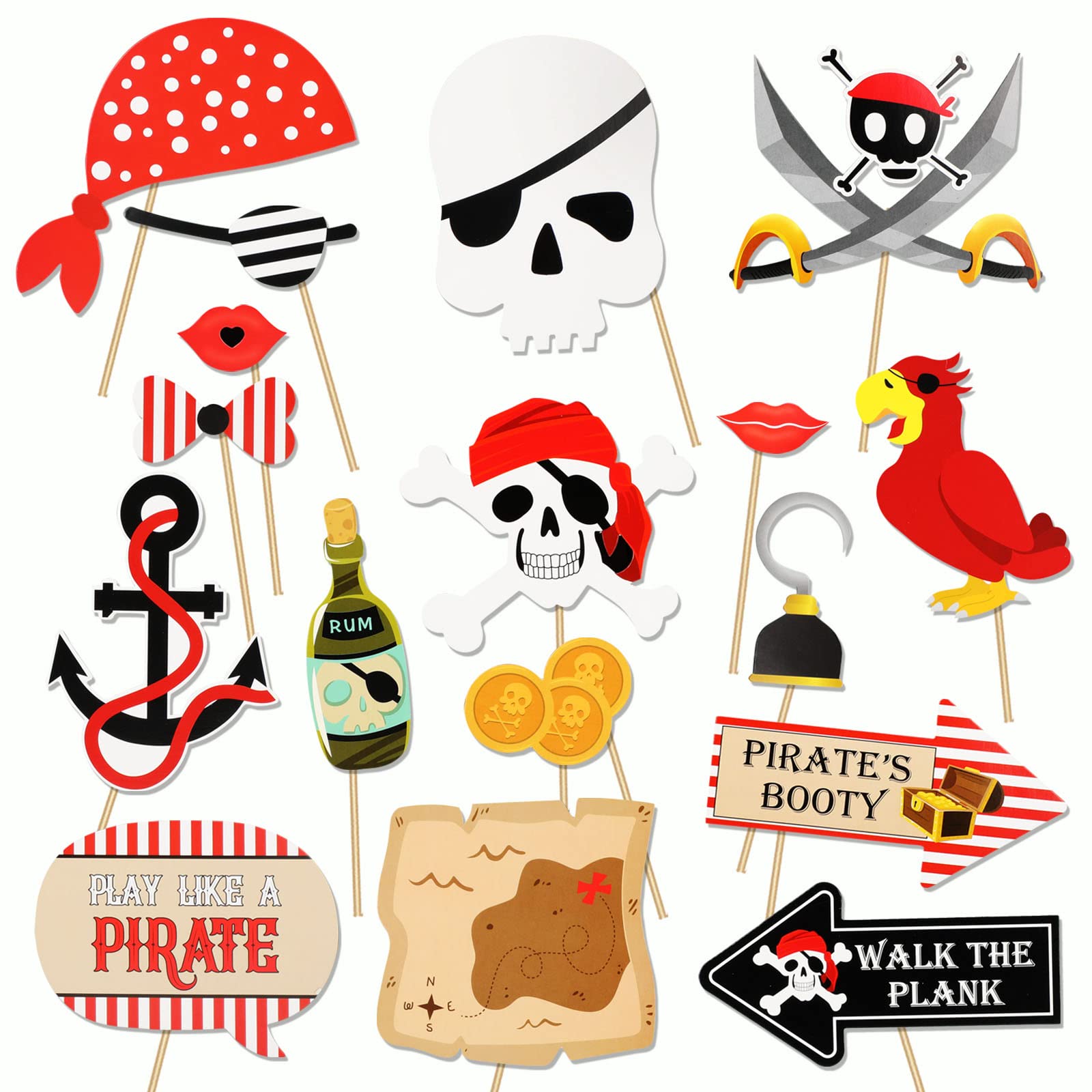 howaf-photo-booth-props-piraten-fotobox-30-teile-holzstab image 3