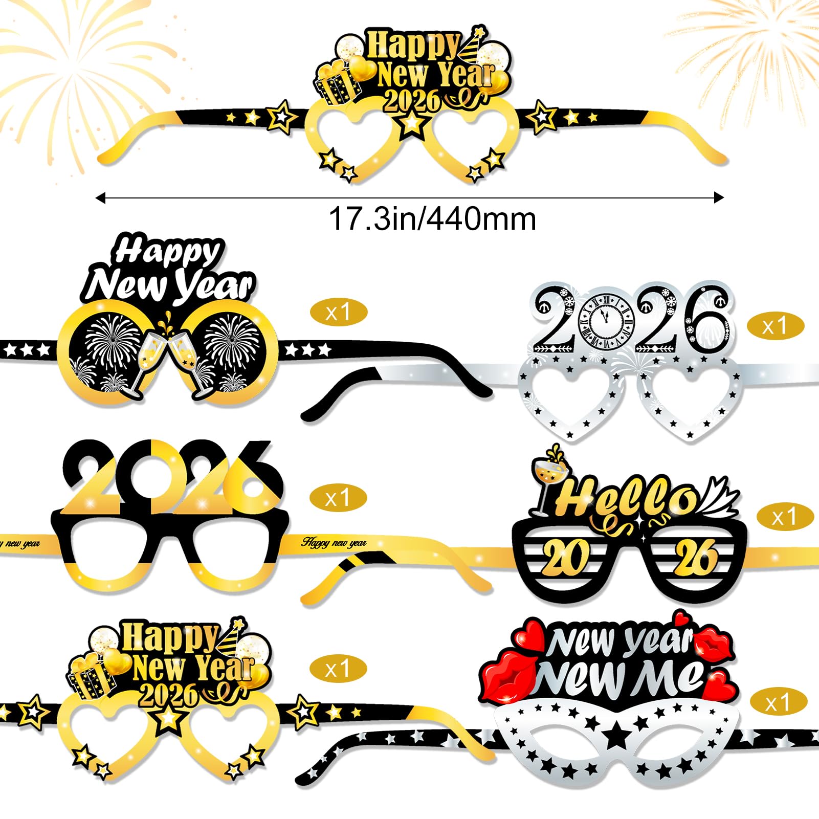 howaf-silvester-brille-2027-partybrille-12-st-ck-schwarz-gold image 2
