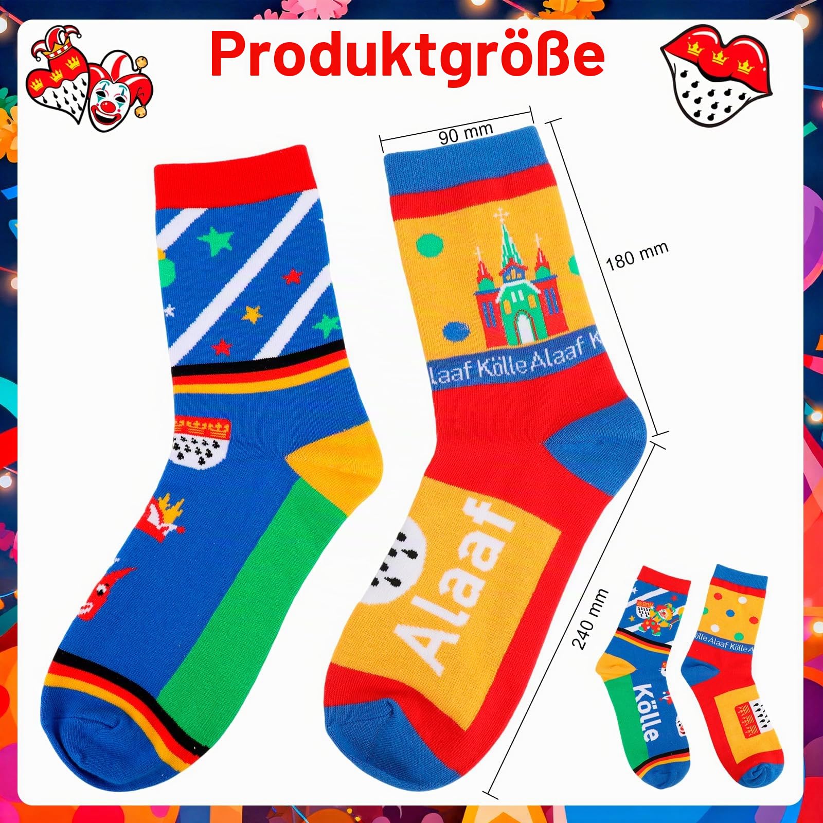 howaf-k-ln-socken-karneval-mehrfarbig-k-lle-alaaf-1-paar image 4