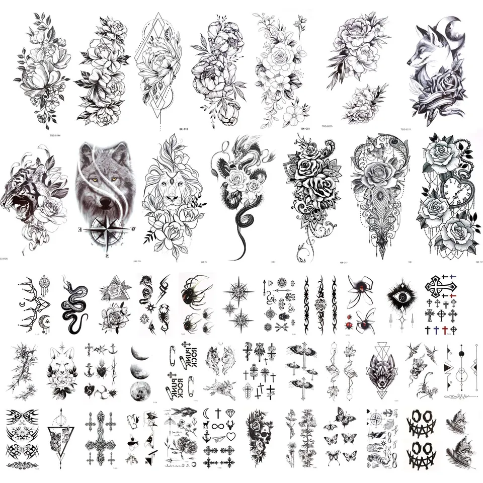 howaf-tempor-re-tattoos-schwarz-50-blatt-wasserfest image 1