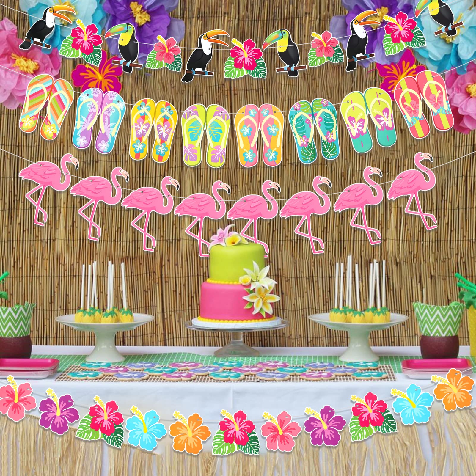 howaf-hawaii-banner-flamingo-girlande-4er-set-300cm-aloha-deko image 6