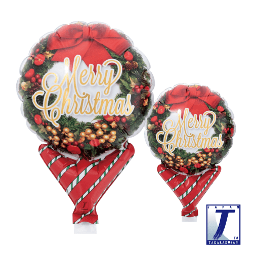 takara-upright-round-5-ballon-merry-christmas-kranz image 1