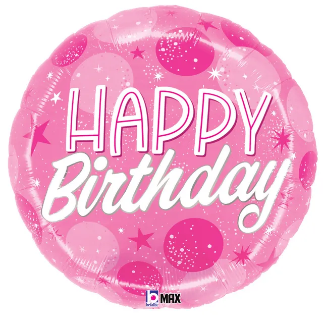 betallic-birthday-pink-sparkle-dots-folienballon-18-pink image 1
