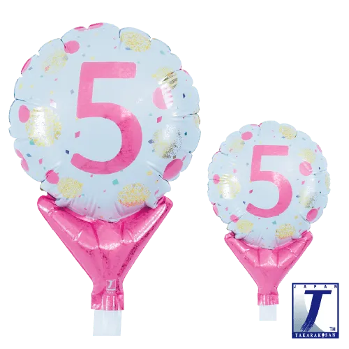 takara-upright-round-5-folienballon-gold-pink-dots-no-5 image 1