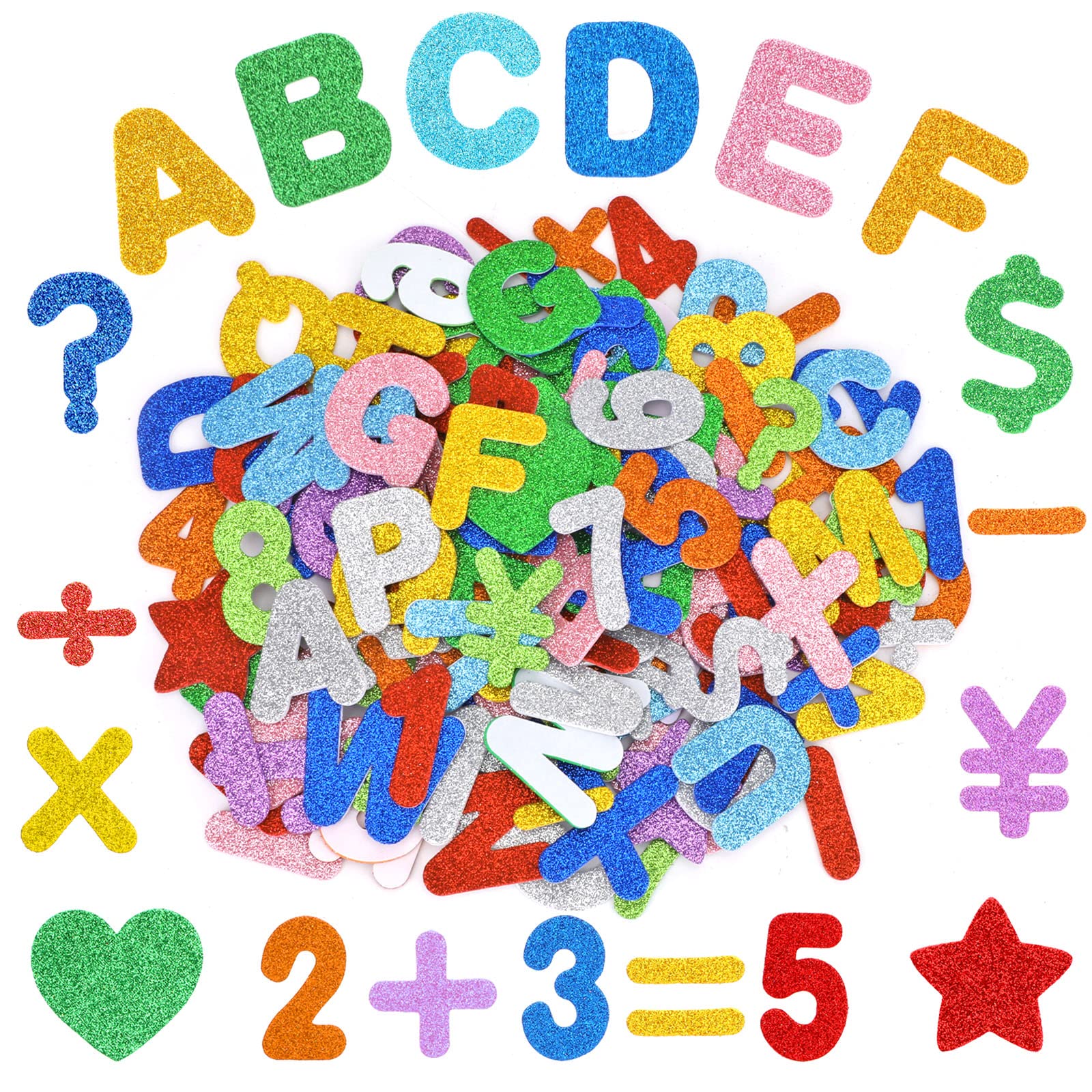 howaf-moosgummi-buchstaben-selbstklebend-glitzer-sticker-138-tlg image 1