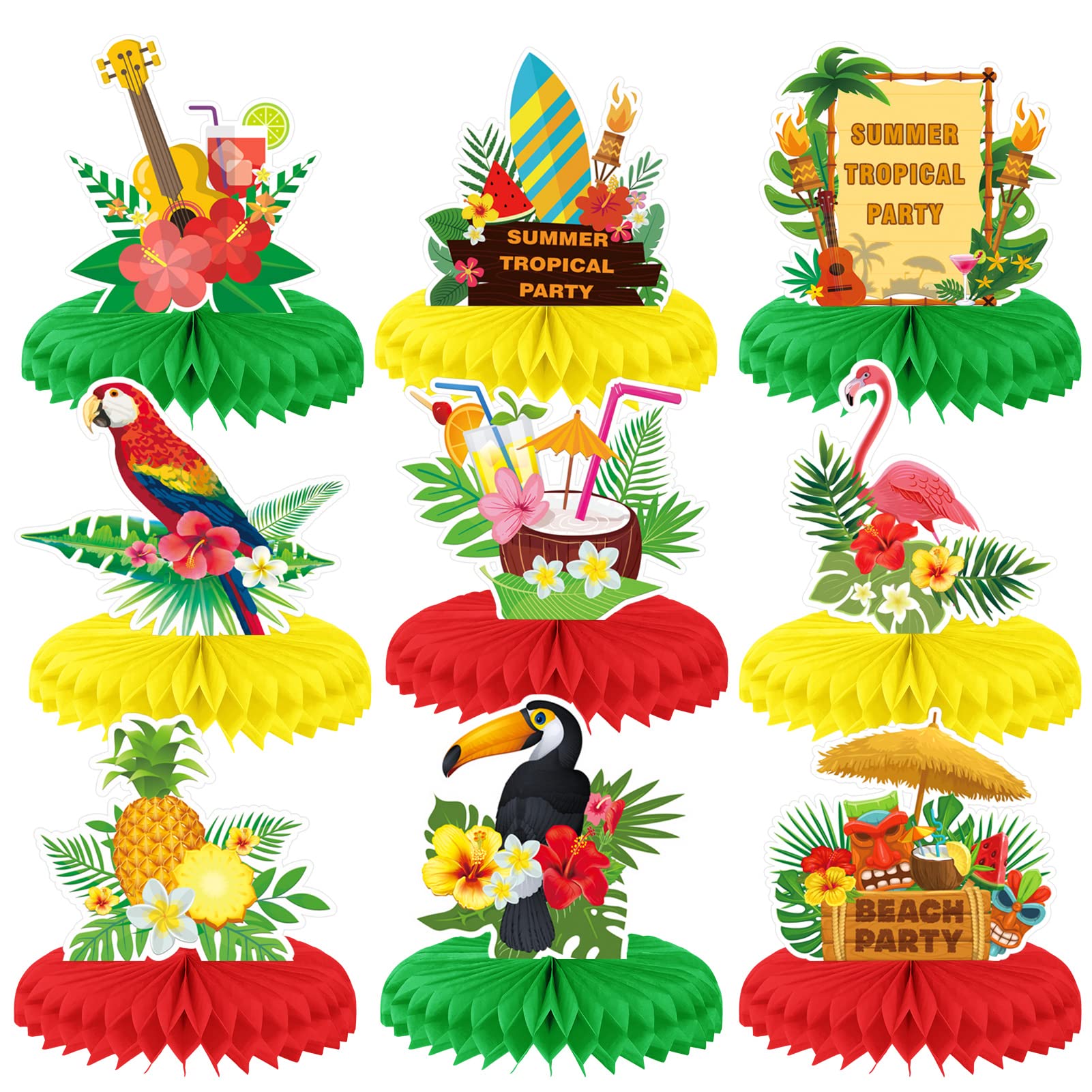 howaf-hawaii-tischdeko-waben-9-teilig-flamingo-luau image 1