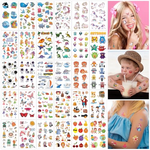 howaf-tattoos-kinder-tempor-r-30-blatt-tiere-einhorn-dino image 8
