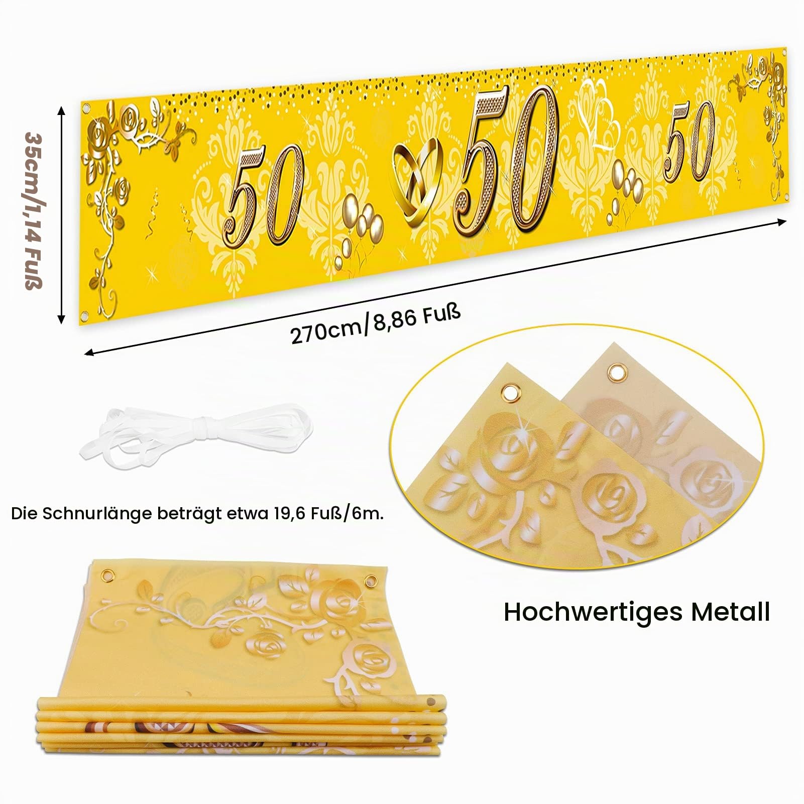 howaf-50-jubil-um-banner-goldene-hochzeit-270x35cm image 2