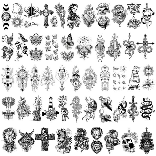 howaf-tempor-re-tattoos-52-bl-tter-schwarz-schmetterling image 1