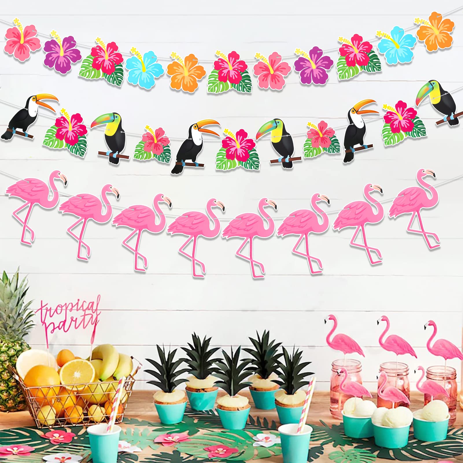 howaf-hawaii-banner-flamingo-girlande-4er-set-300cm-aloha-deko image 5