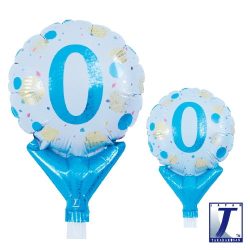 takara-upright-round-5-folienballon-gold-blue-dots-no-0 image 1